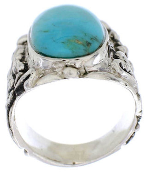 Turquoise Southwest Flower Silver Jewelry Ring Size 5-1/4 YX34236